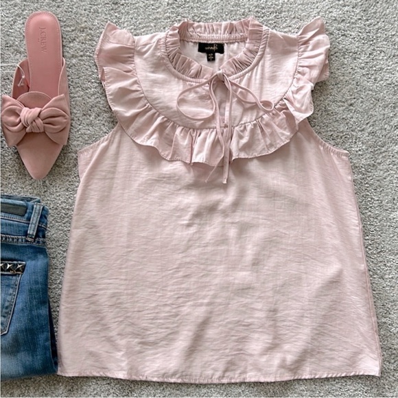 Pink Sleeveless Ruffle Front Blouse - Picture 2 of 10